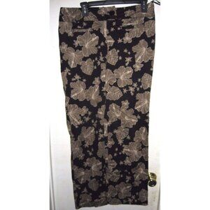 Spiegel Black Tan Floral Flowers Capri Pants 12